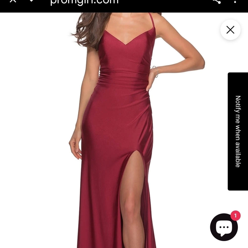 La Femme Burgundy Prom Dress with Slit